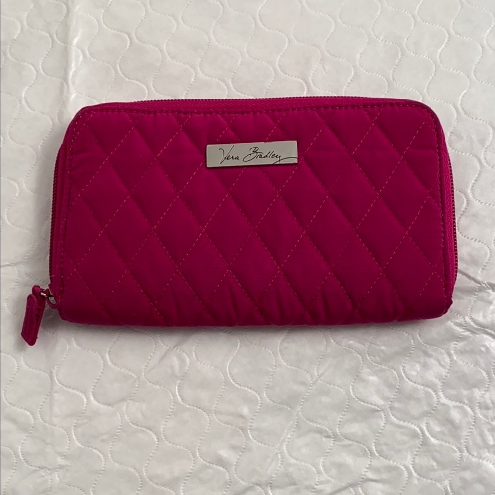 Vera Bradley hot pink quilted zip around wallet
